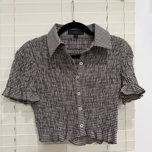 Zara Monochrome Gingham Button Down Shirt